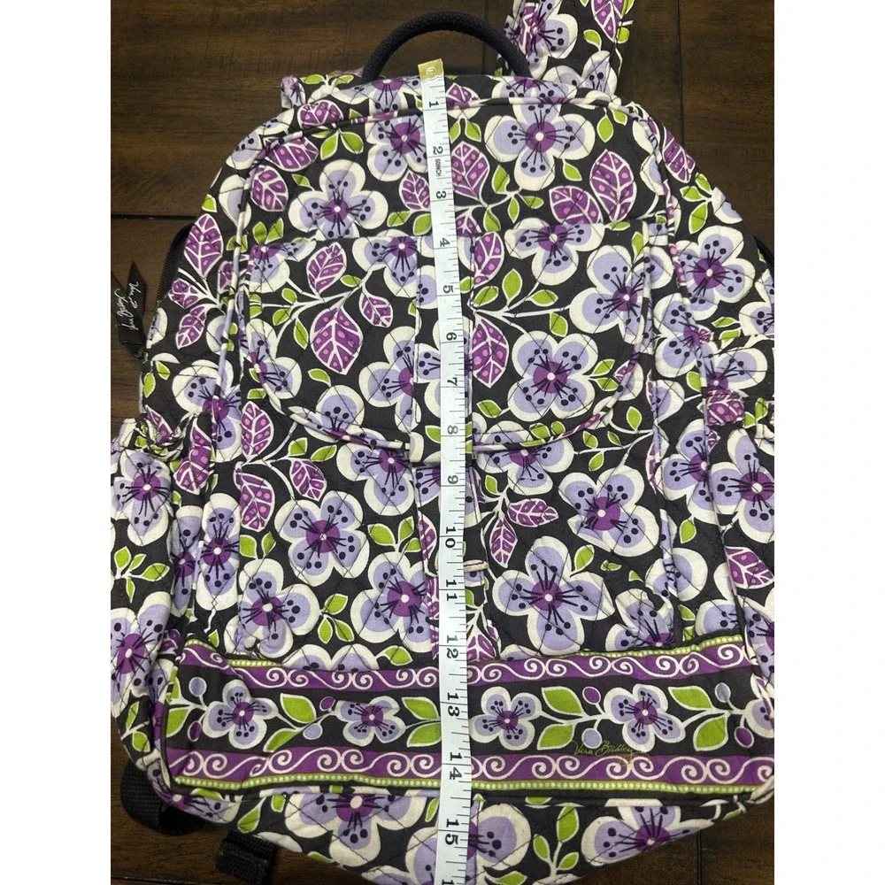 Vera Bradley Plum Crazy Small Backpack Bookbag Retired Purple Floral Cotton
